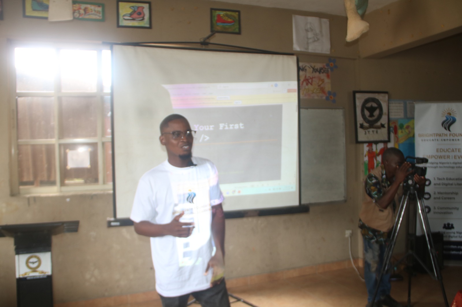 Tech facilitator presenting at BrightPath Foundation workshop